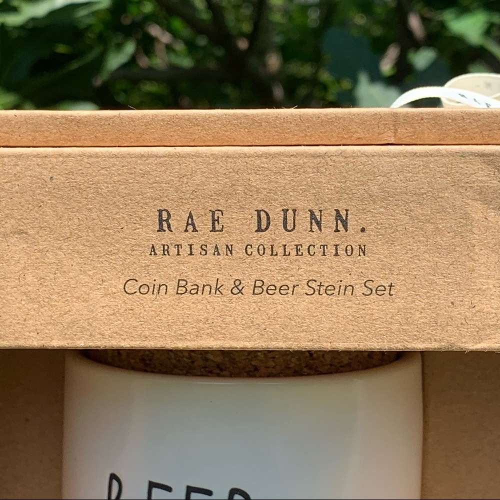 RAE DUNN Coin Bank & Beer Stein Set Artisan Collection by Magenta Cork Top New - Picture 5 of 8
